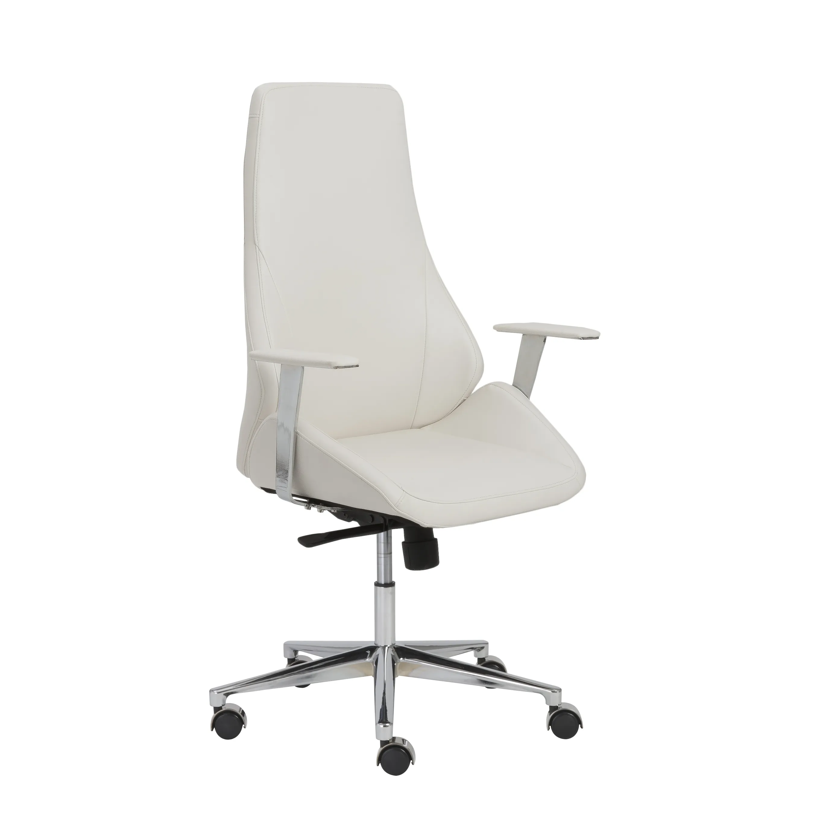 Bergen High Back Office Chair in White with Chromed Steel Base