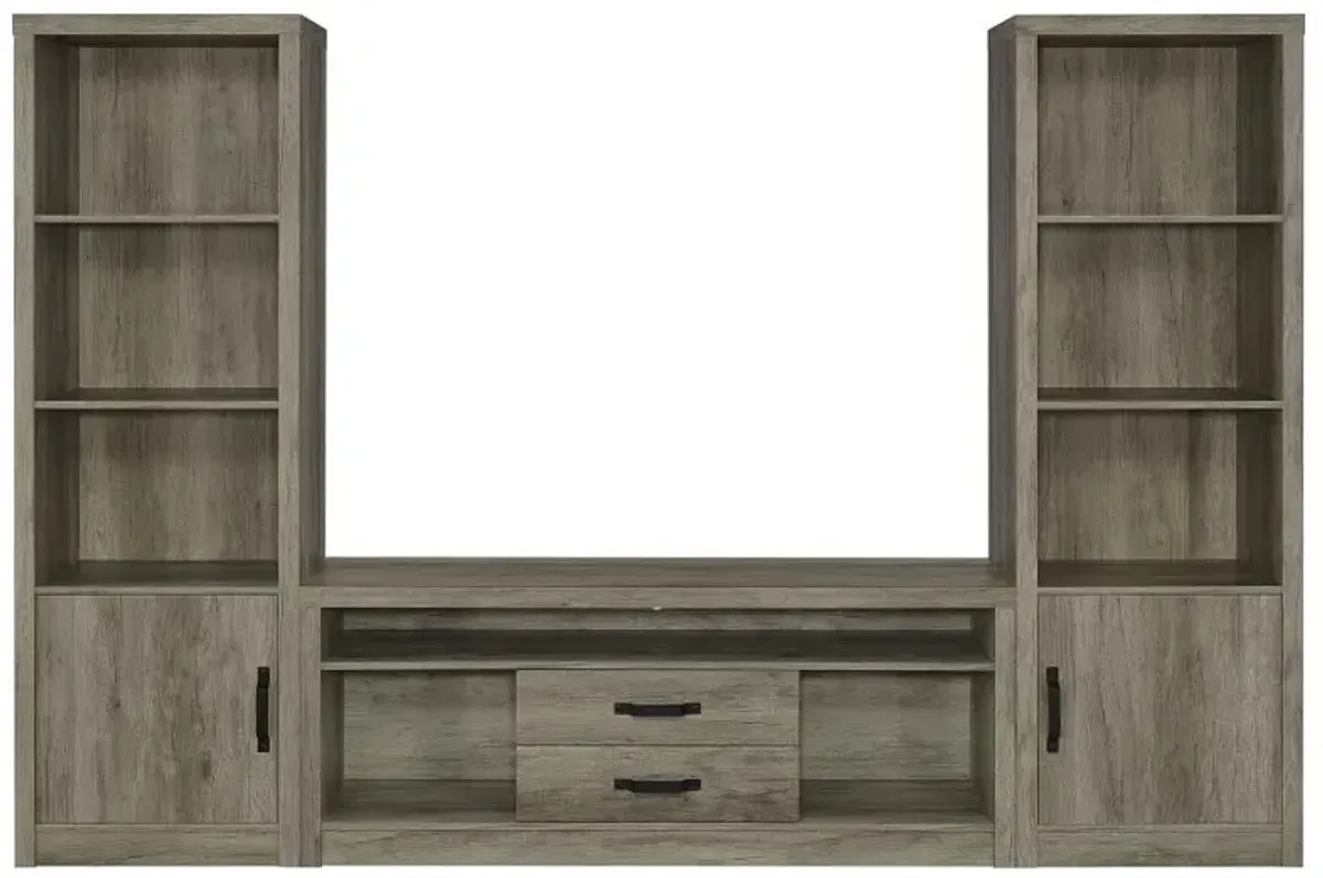 Burke 3-piece Entertainment Center Grey Driftwood