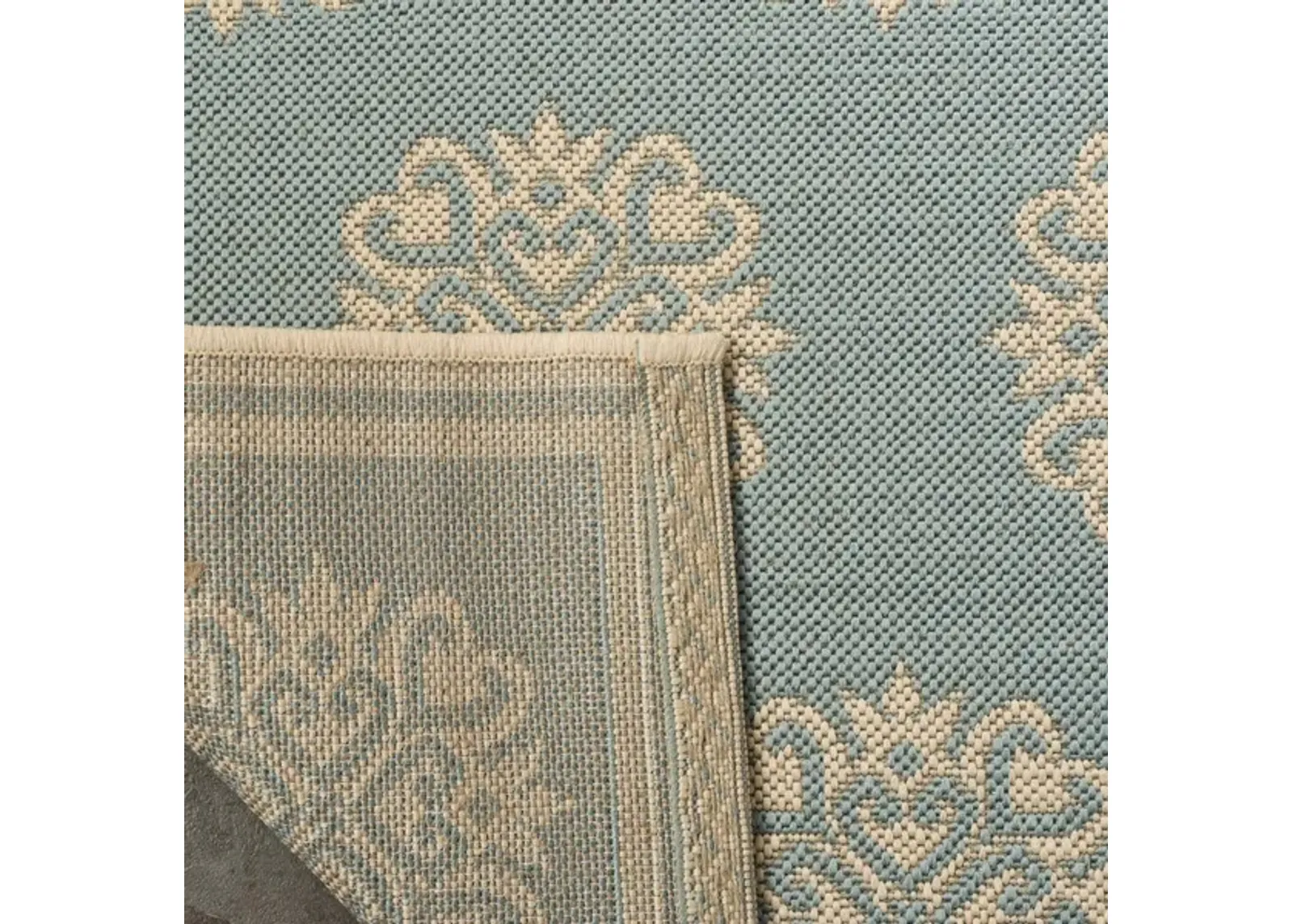 LINDEN 181 Collection LND181K-6SQ Aqua / Cream 6'-7" X 6'-7" Square