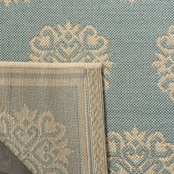 LINDEN 181 Collection LND181K-6SQ Aqua / Cream 6'-7" X 6'-7" Square