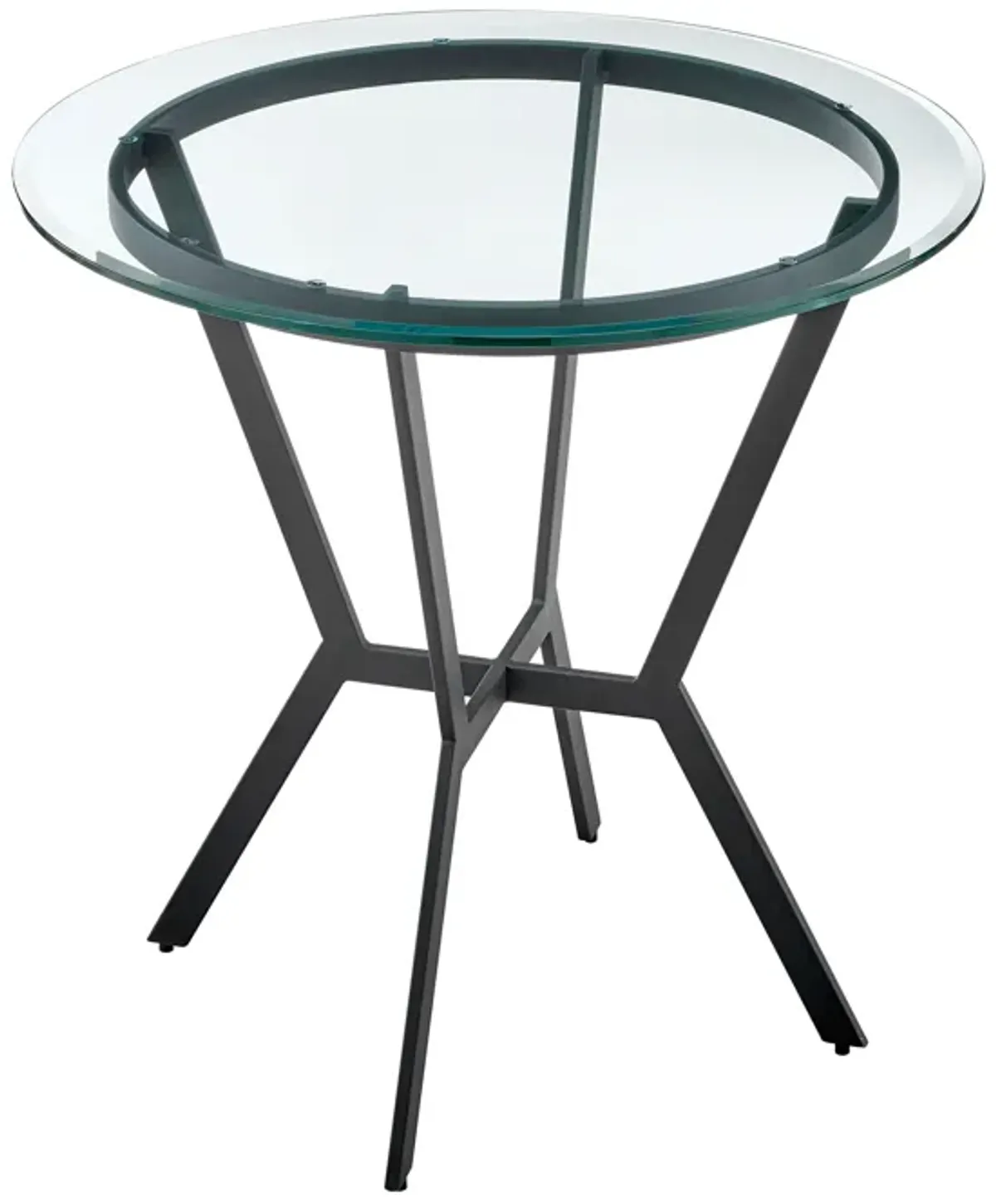 Naomi Round Glass and Black Metal Bar Table