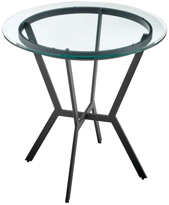 Naomi Round Glass and Black Metal Bar Table