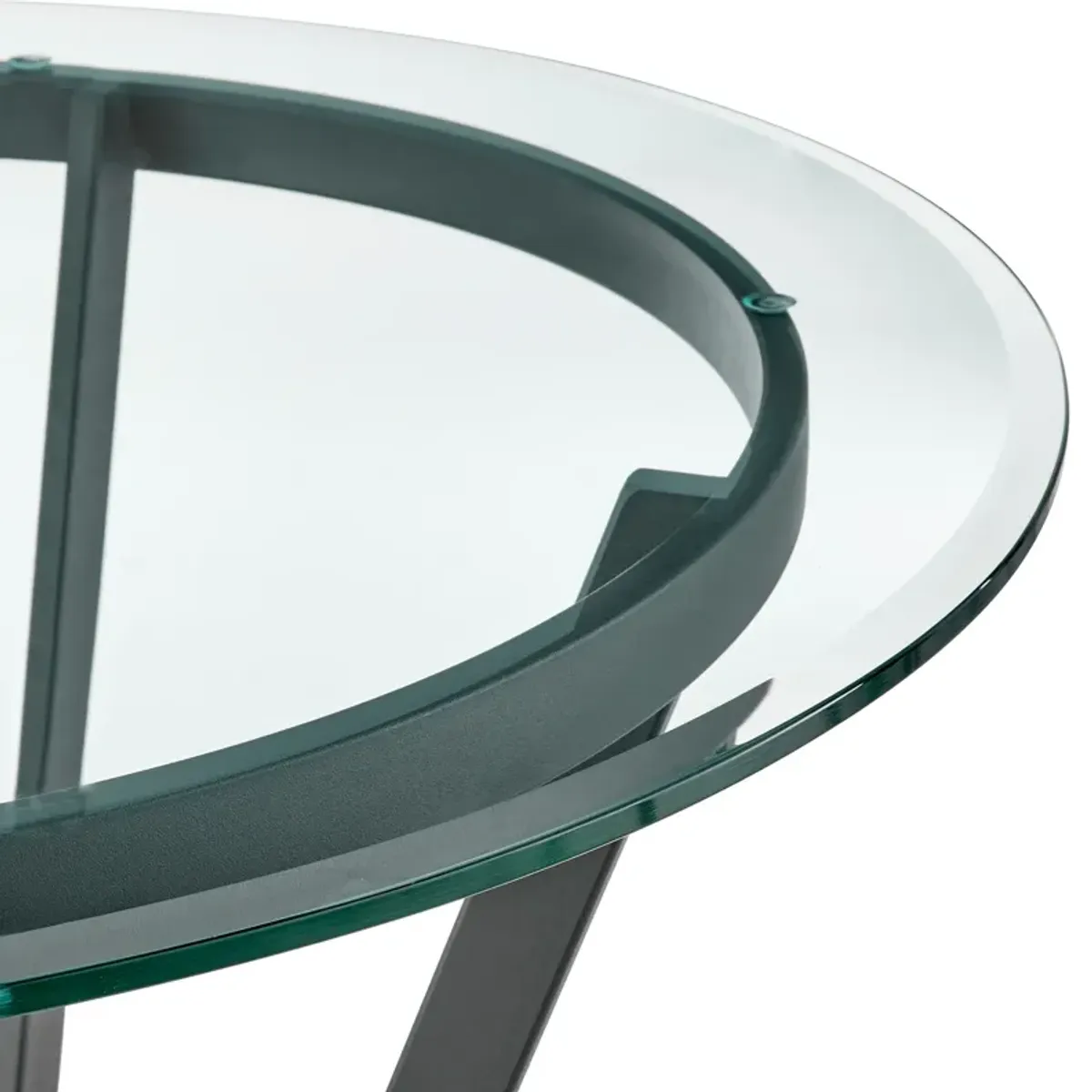 Naomi Round Glass and Black Metal Bar Table