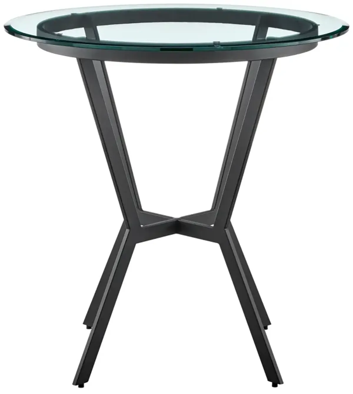 Naomi Round Glass and Black Metal Bar Table