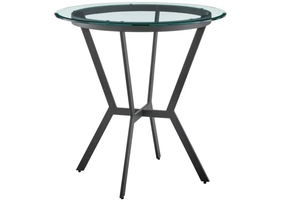 Naomi Round Glass and Black Metal Bar Table