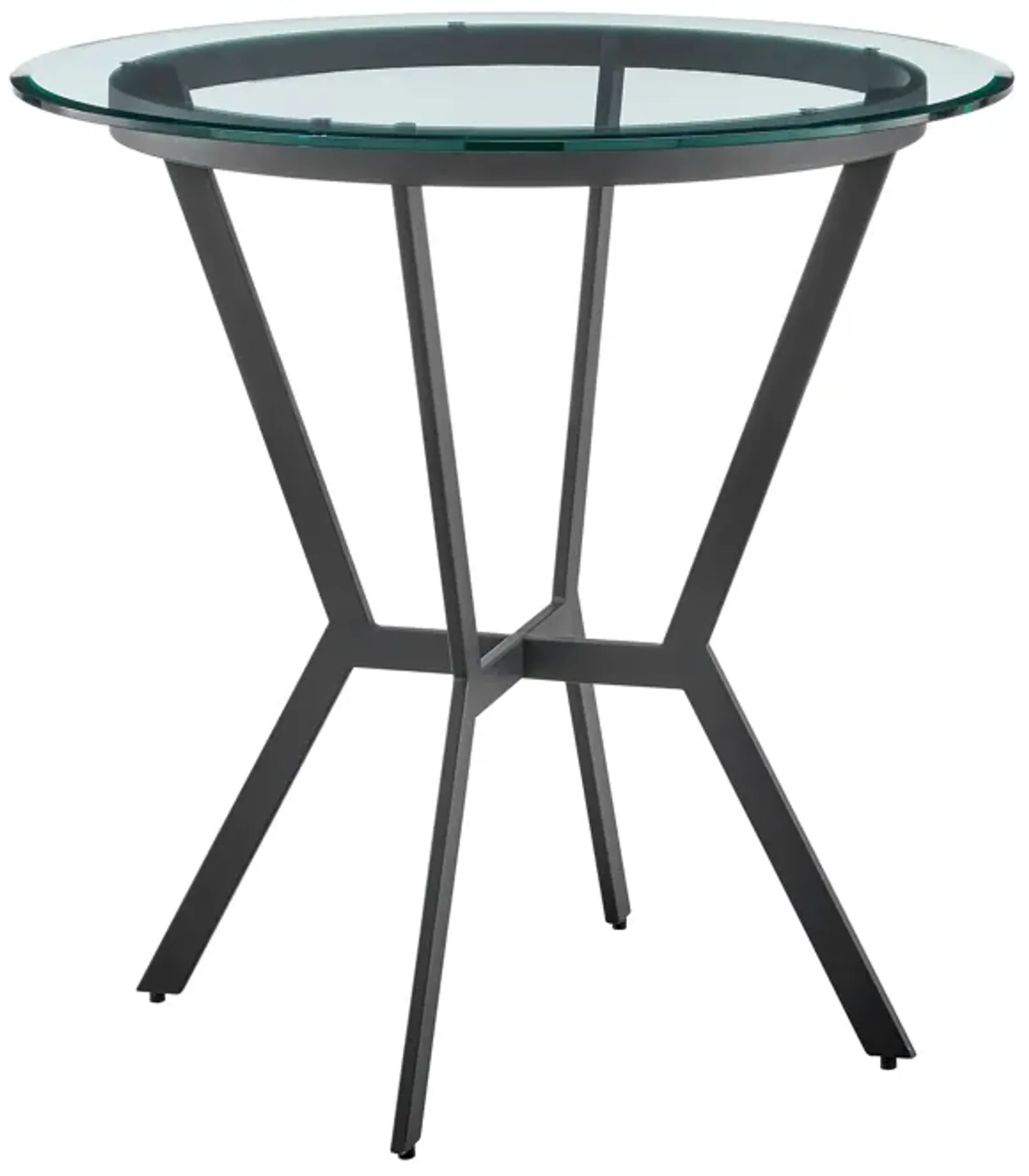 Naomi Round Glass and Black Metal Bar Table