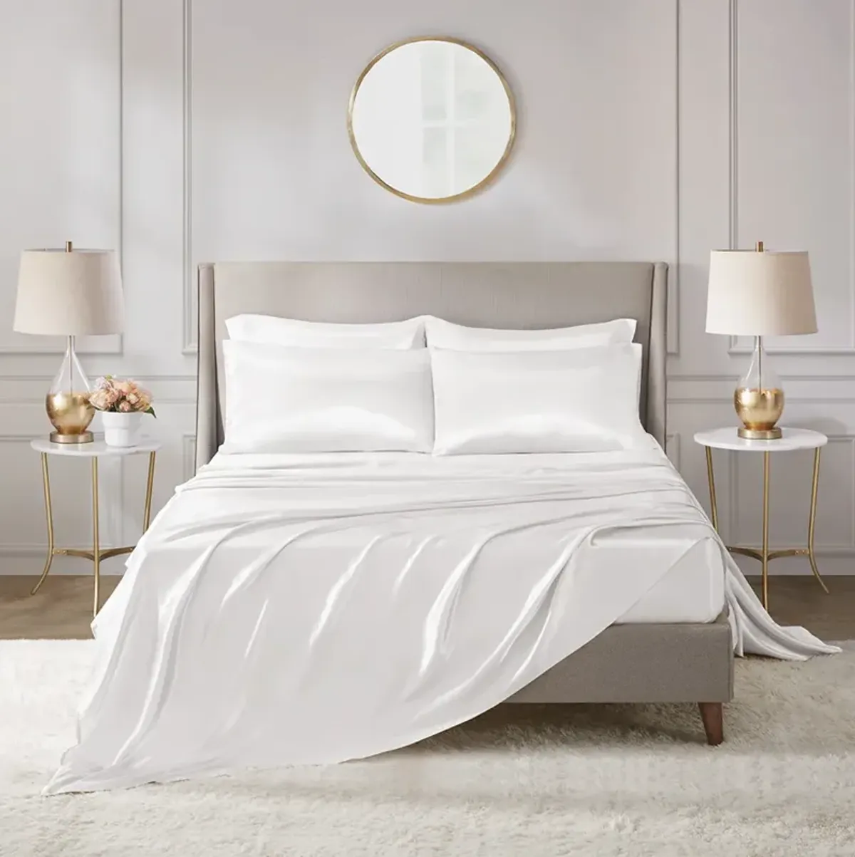 Madison Park Essentials Satin White Luxury 6 PC Sheet Set