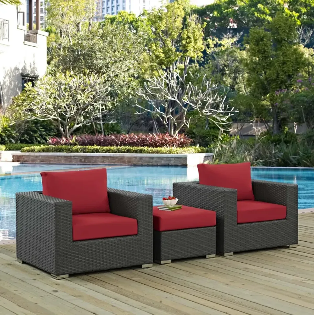 Sojourn 3 Piece Outdoor Patio Sunbrella® Sectional Set