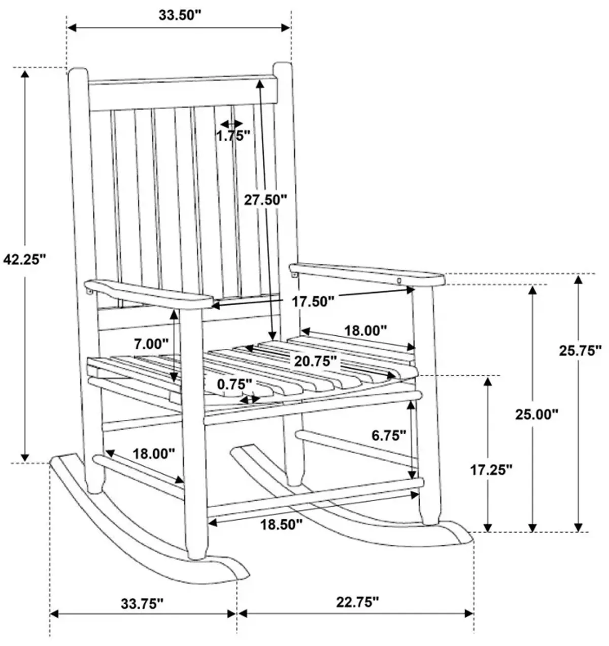 Annie Slat Back Wooden Rocking Chair White