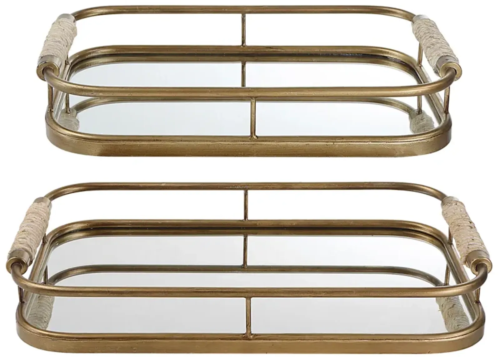 Rosea Brushed Gold Trays, S/2