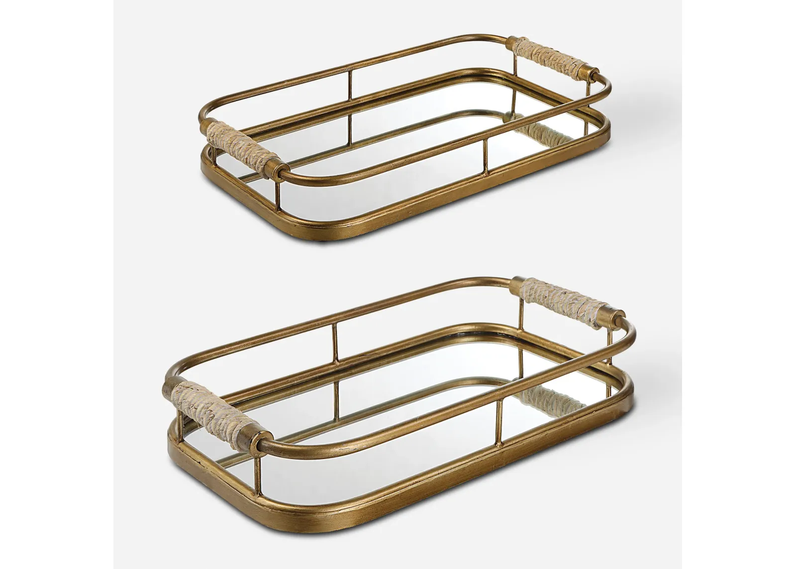 Rosea Brushed Gold Trays, S/2