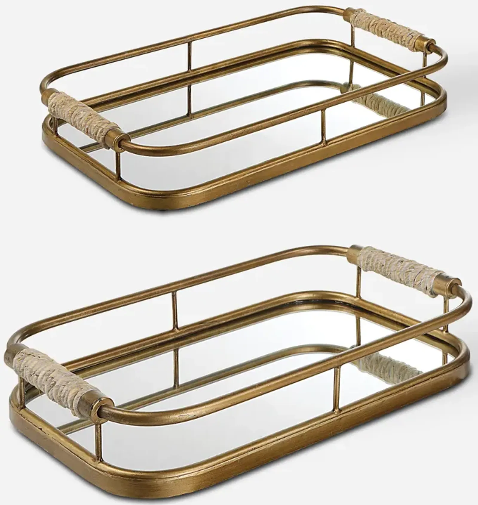 Rosea Brushed Gold Trays, S/2