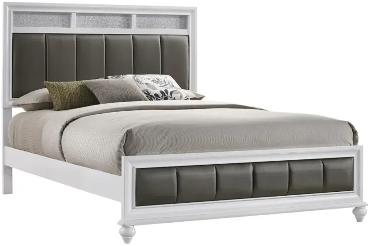 Barzini Eastern King Upholstered Panel Bed White