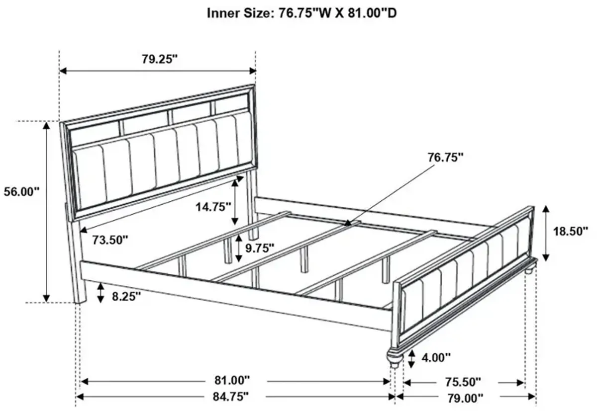 Barzini Eastern King Upholstered Panel Bed White