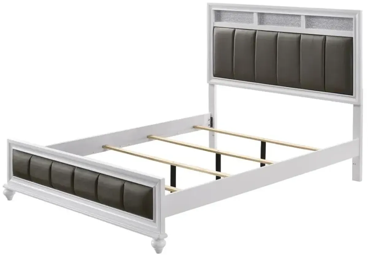 Barzini Eastern King Upholstered Panel Bed White