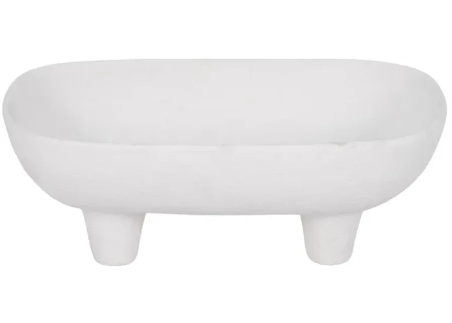 10" Footed Rounded Rectangle Bowl, White