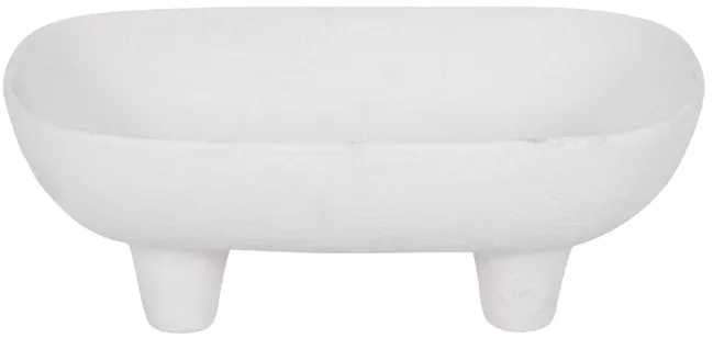 10" Footed Rounded Rectangle Bowl, White