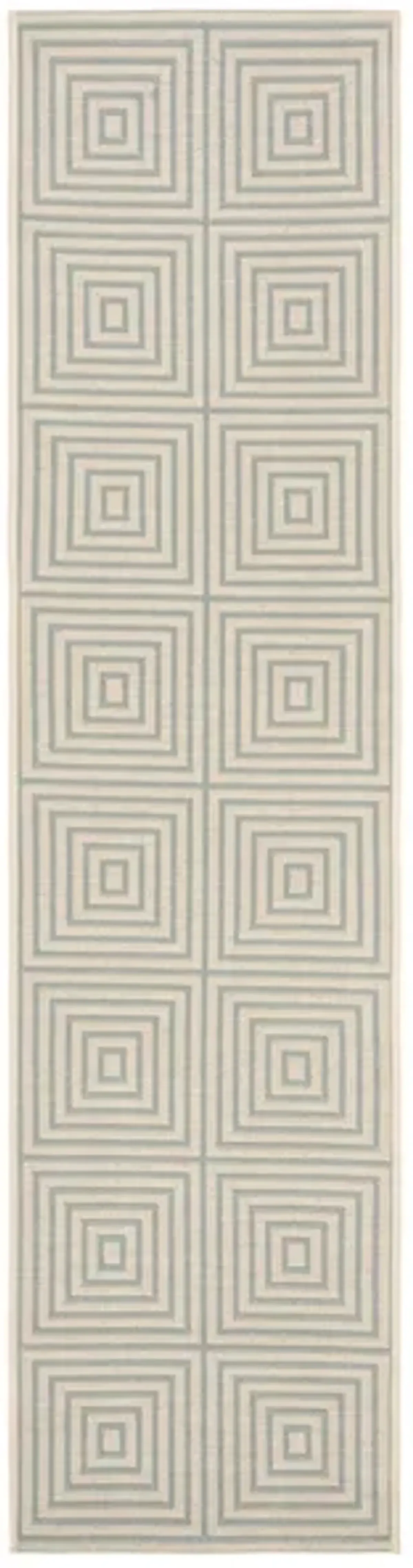 Safavieh BEACH HOUSE Collection BHS123L-28 Cream / Aqua 2'-2" X 8'