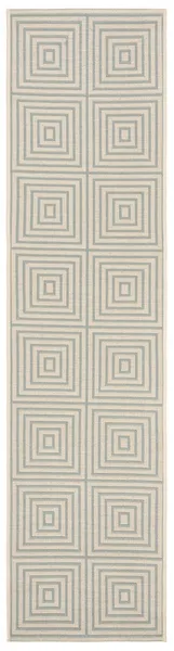 Safavieh BEACH HOUSE Collection BHS123L-28 Cream / Aqua 2'-2" X 8'