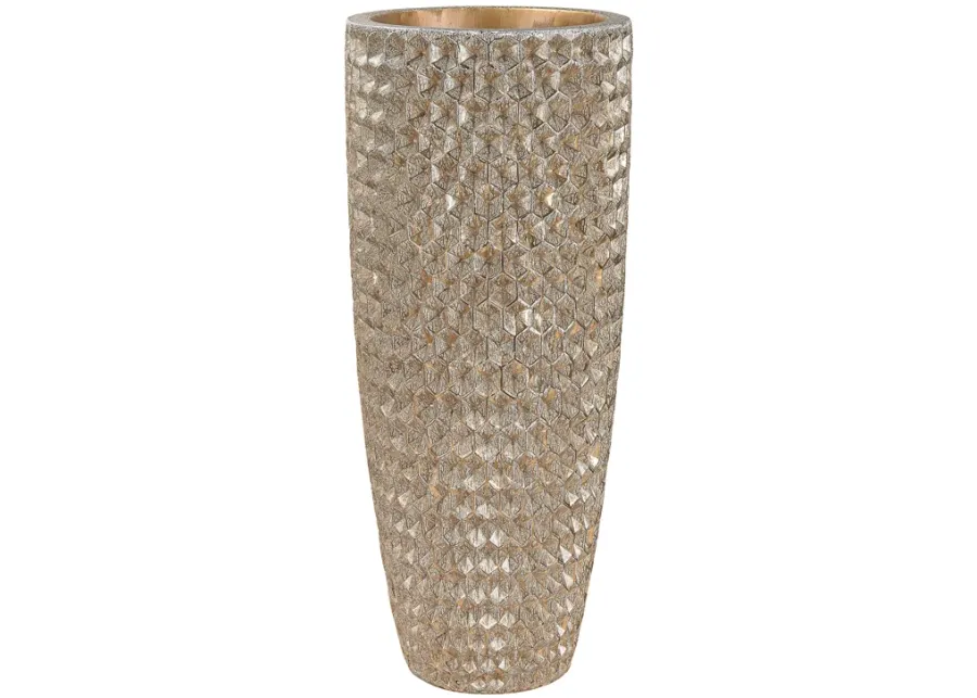 Geometric Textured Vase - Gold