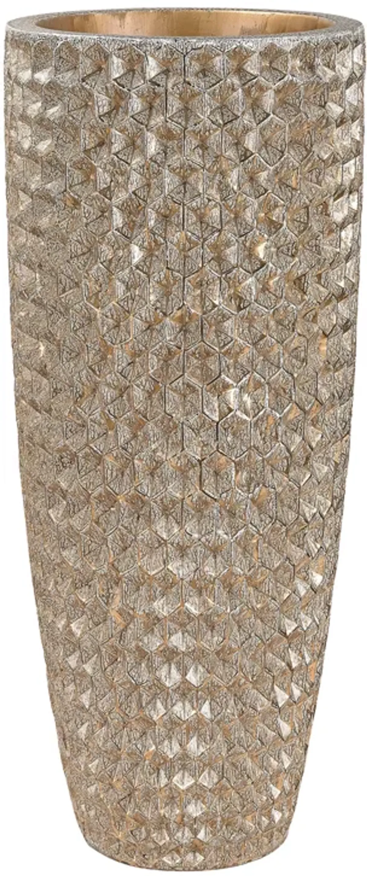 Geometric Textured Vase - Gold