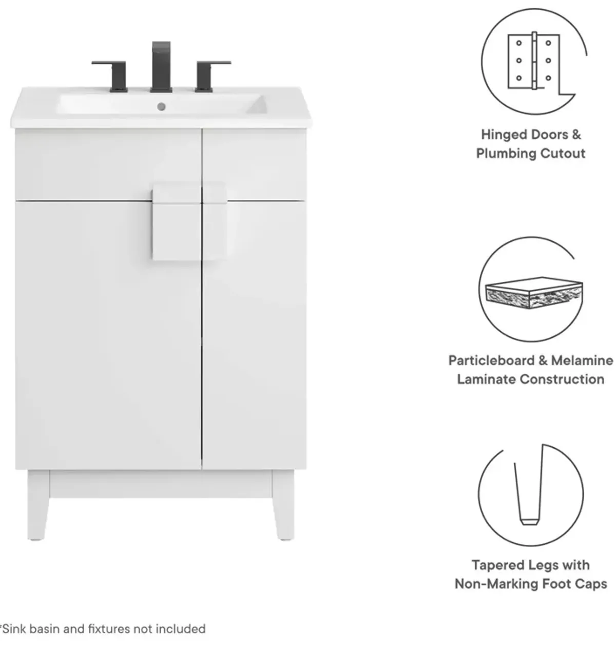 Miles 24" Bathroom Vanity Cabinet (Sink Basin Not Included)