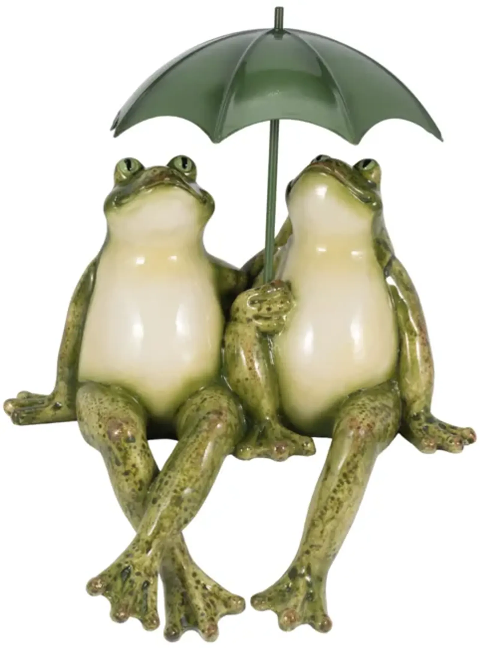 9" Sitting Frogs With Umbrella, Green