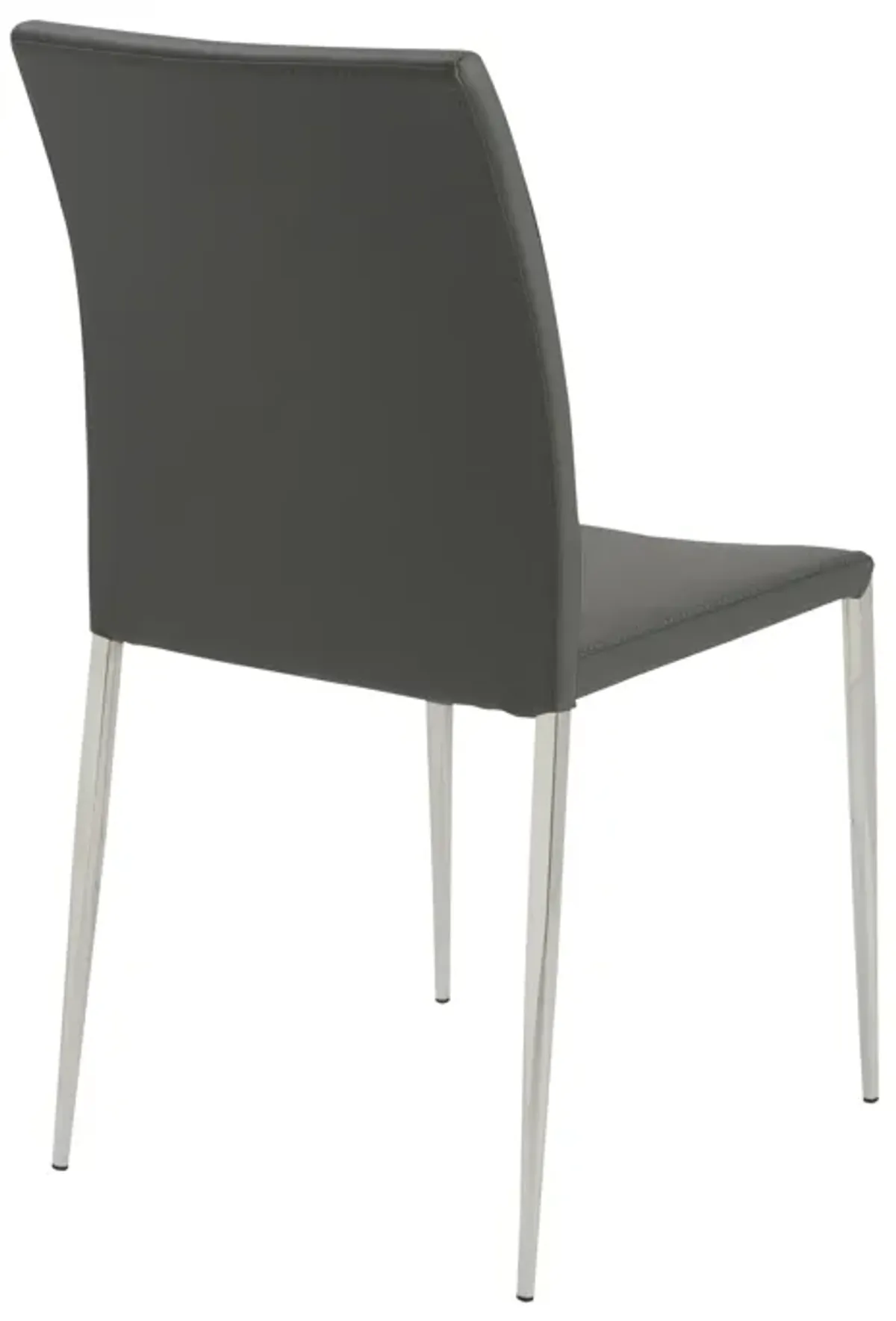 Diana Stacking Side Chair in Gray with Polished Stainless Steel Legs - Set of 2