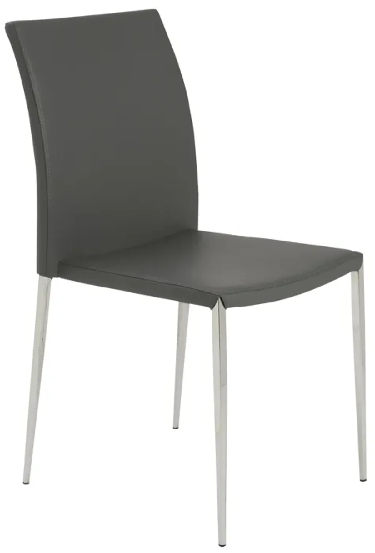 Diana Stacking Side Chair in Gray with Polished Stainless Steel Legs - Set of 2