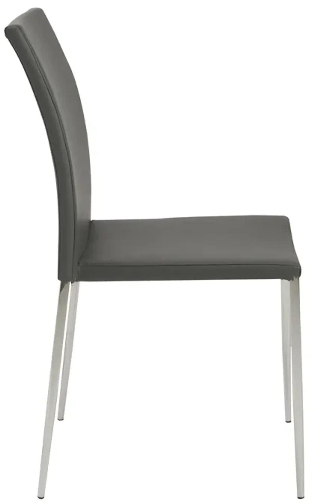 Diana Stacking Side Chair in Gray with Polished Stainless Steel Legs - Set of 2