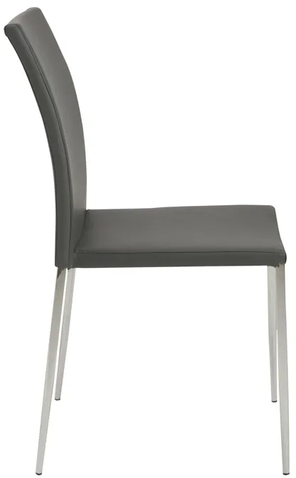 Diana Stacking Side Chair in Gray with Polished Stainless Steel Legs - Set of 2