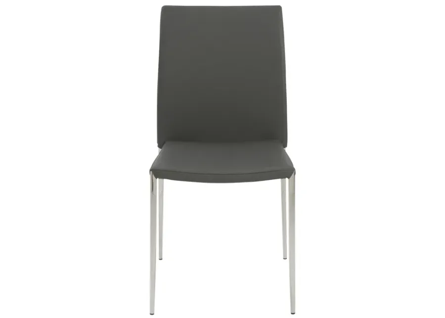 Diana Stacking Side Chair in Gray with Polished Stainless Steel Legs - Set of 2