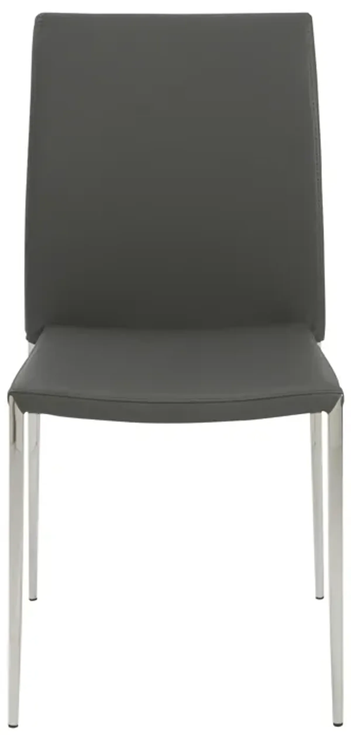 Diana Stacking Side Chair in Gray with Polished Stainless Steel Legs - Set of 2