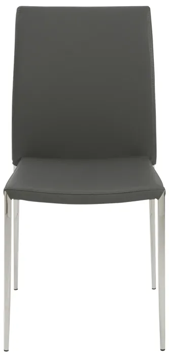 Diana Stacking Side Chair in Gray with Polished Stainless Steel Legs - Set of 2