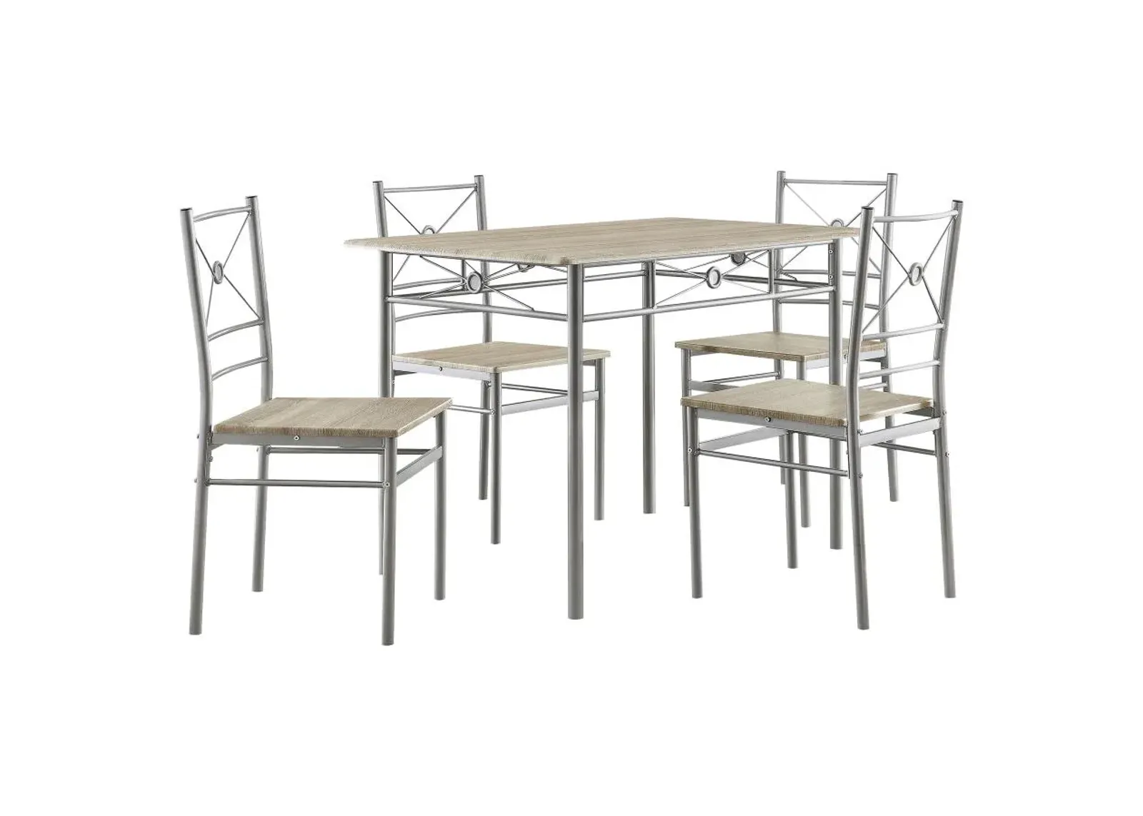 Anna Fontana 5-piece Rectangular Dining Set Brushed Silver