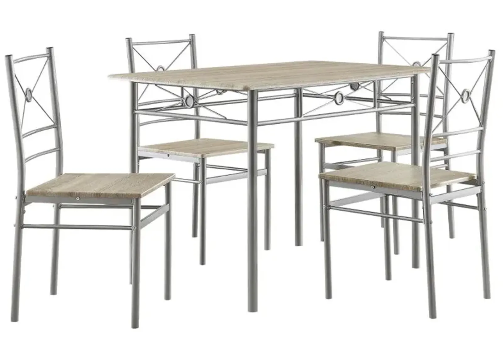 Anna Fontana 5-piece Rectangular Dining Set Brushed Silver