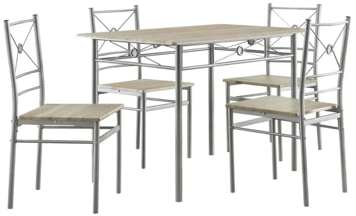 Anna Fontana 5-piece Rectangular Dining Set Brushed Silver