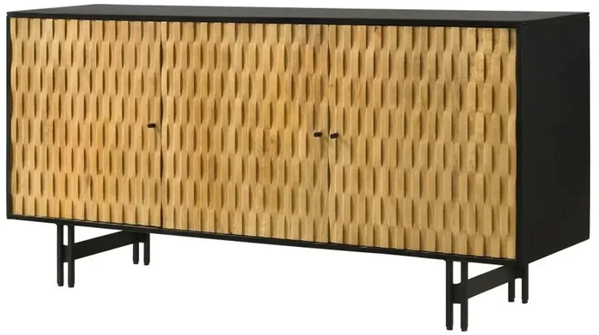 Aminah 3-door Wooden Accent Cabinet Natural and Black