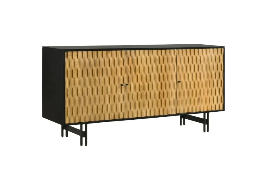 Aminah 3-door Wooden Accent Cabinet Natural and Black