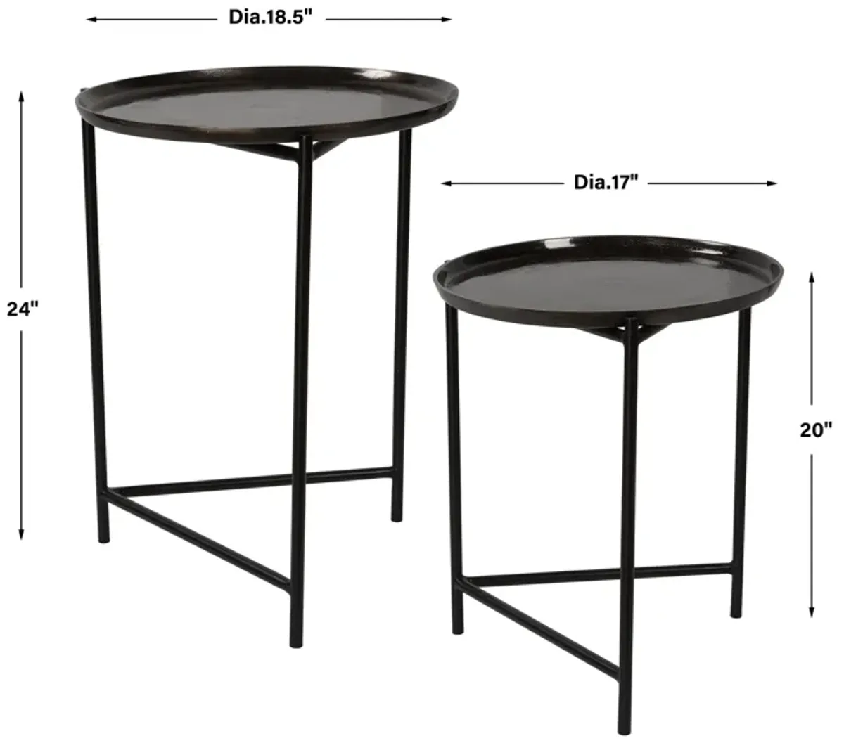 Burnett Dark Nickel Nesting Tables, S/2