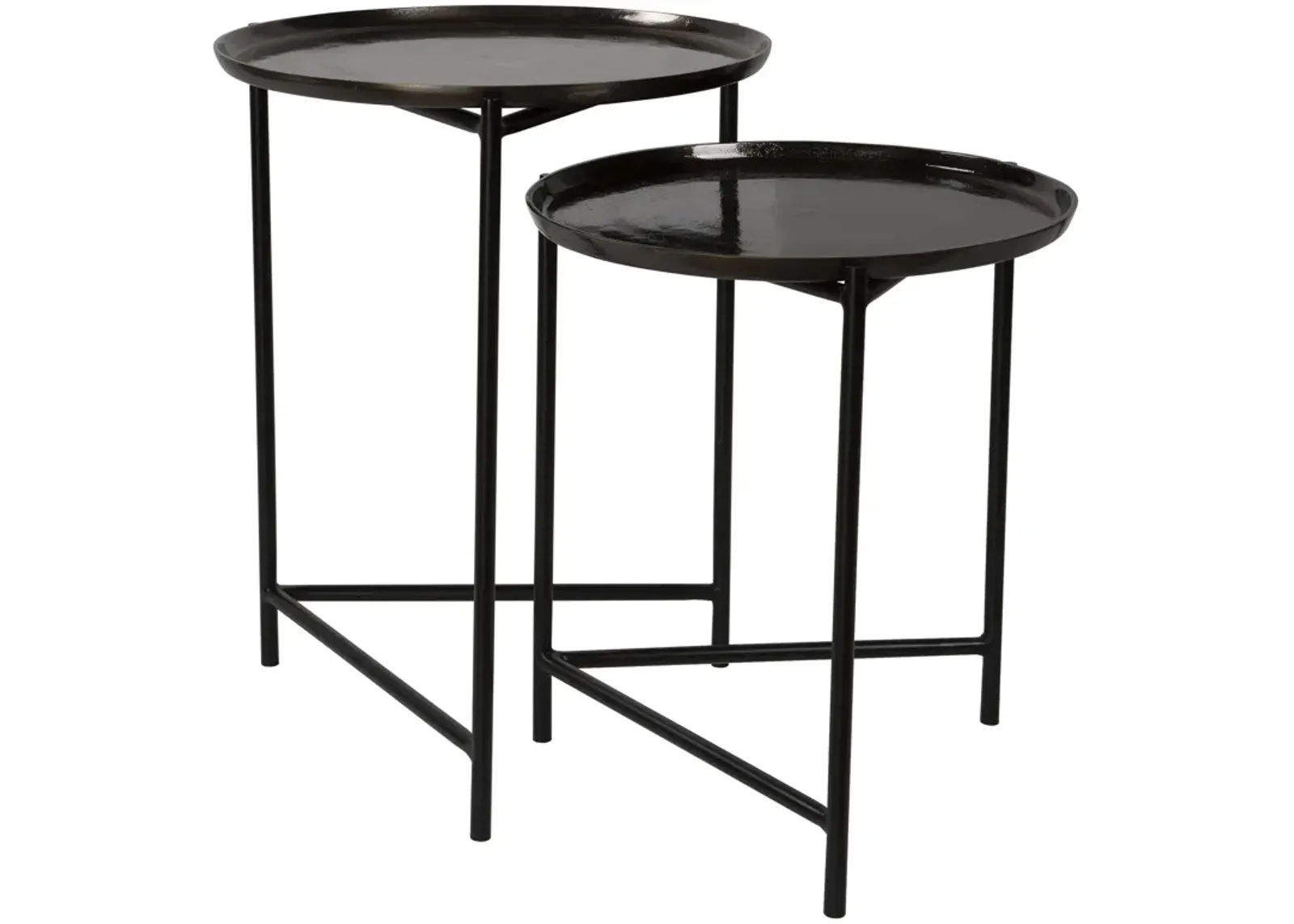 Burnett Dark Nickel Nesting Tables, S/2