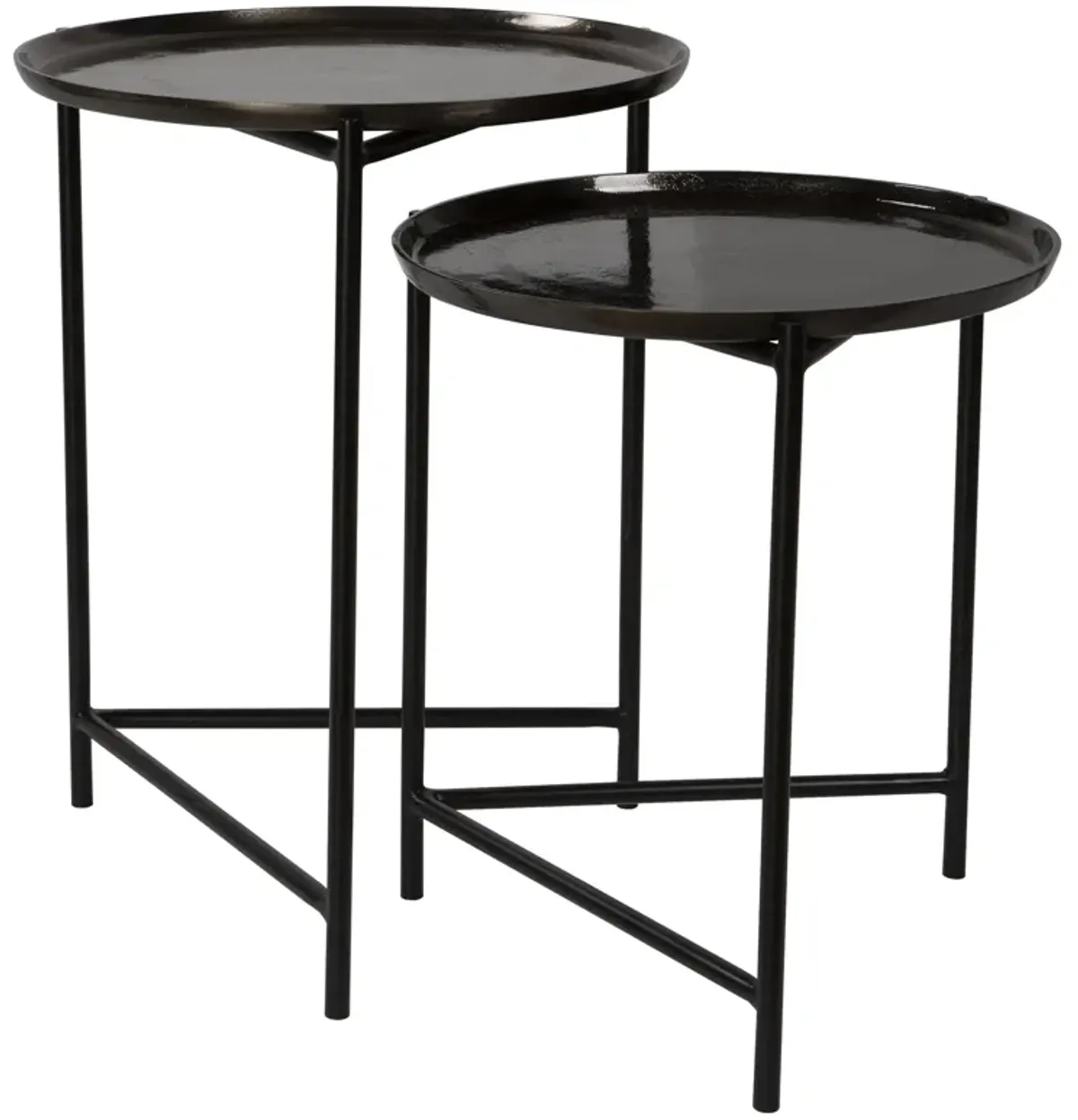 Burnett Dark Nickel Nesting Tables, S/2