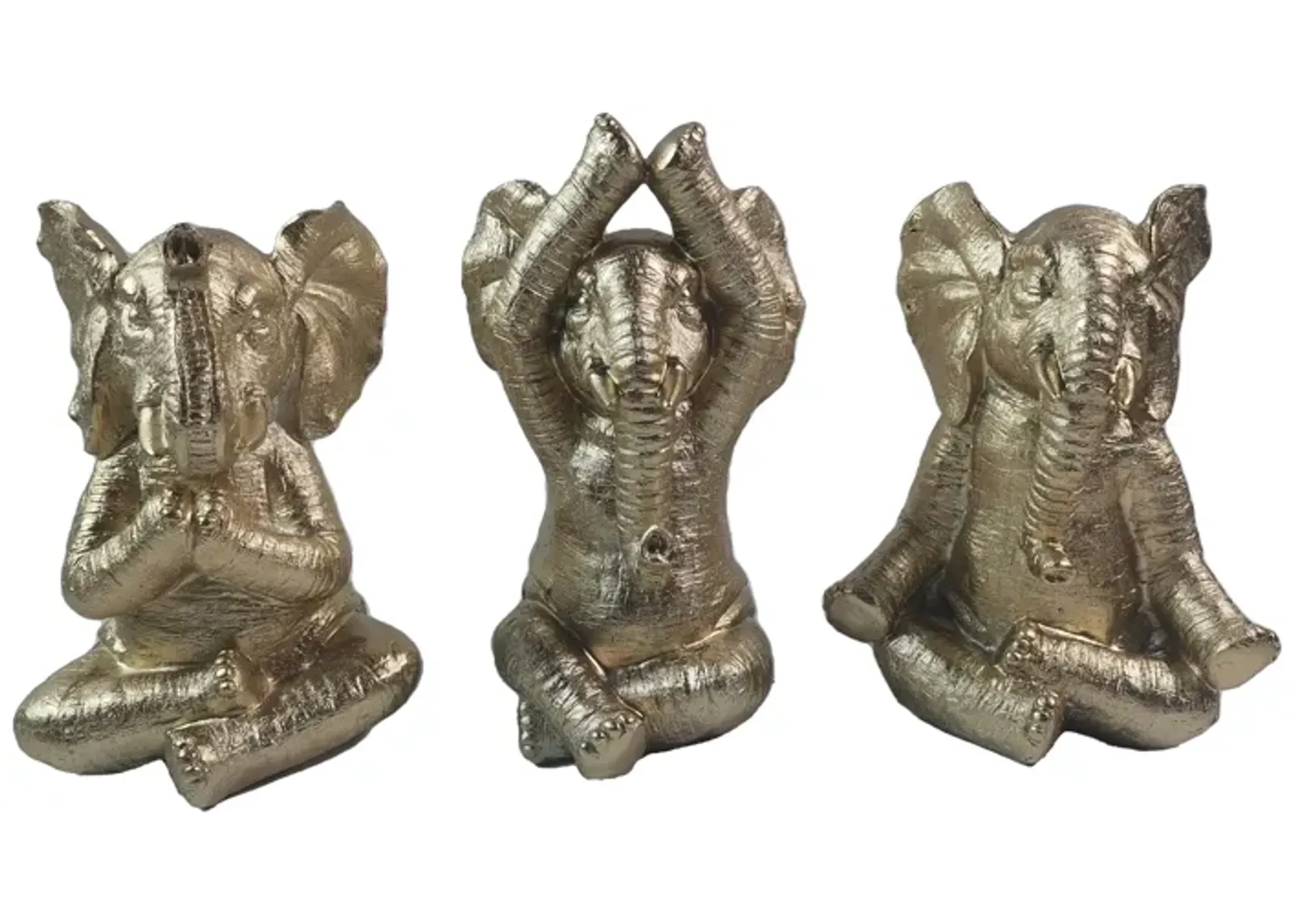 Resin, S/3, 8"h, Yoga Elephants, Gd