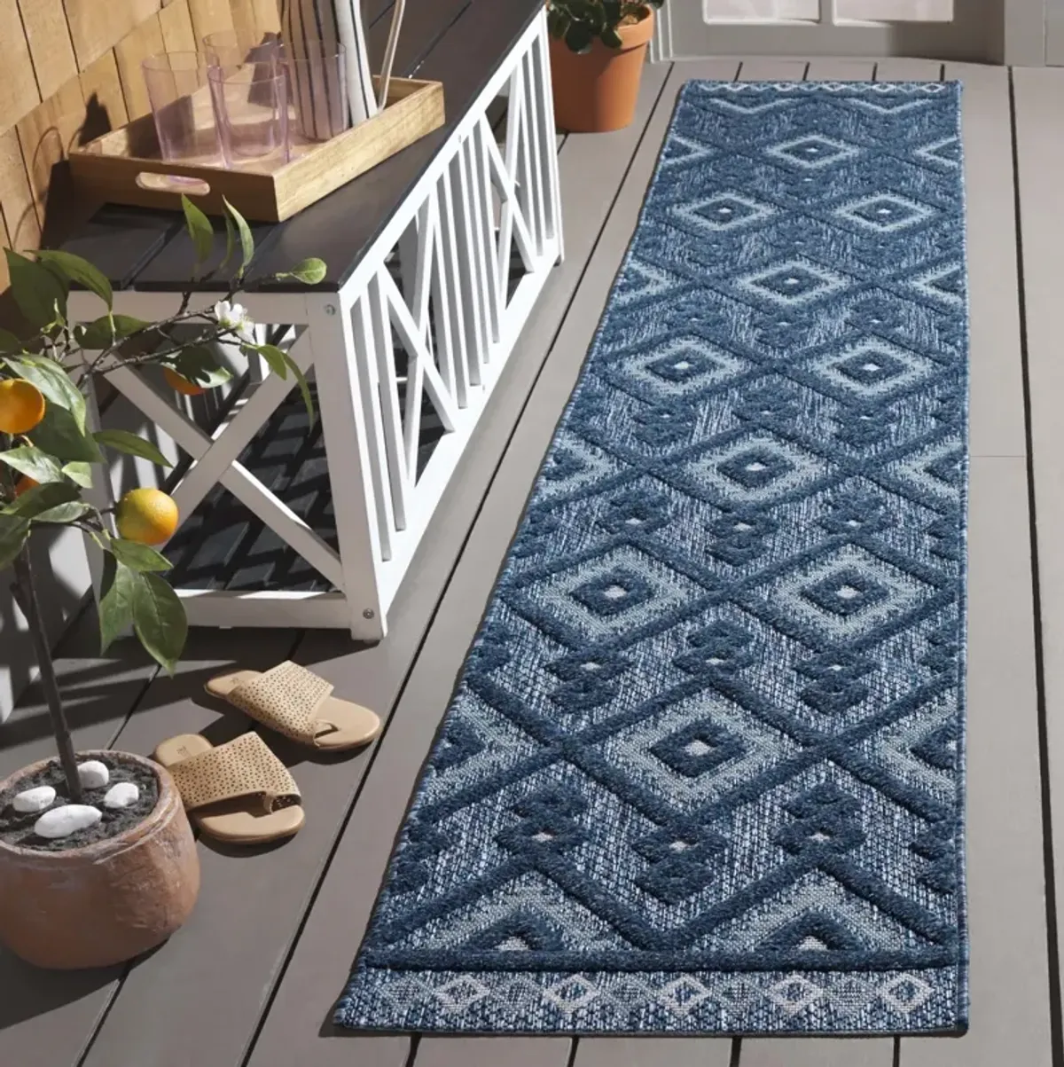 SANTORINI 108 NAVY  2' x 10' Runner Rug