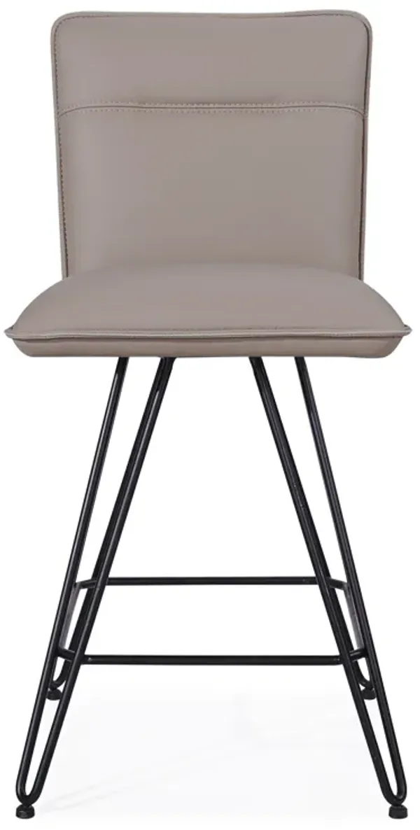 Demi Hairpin Leg Swivel Counter Stool in Taupe - Set of 2