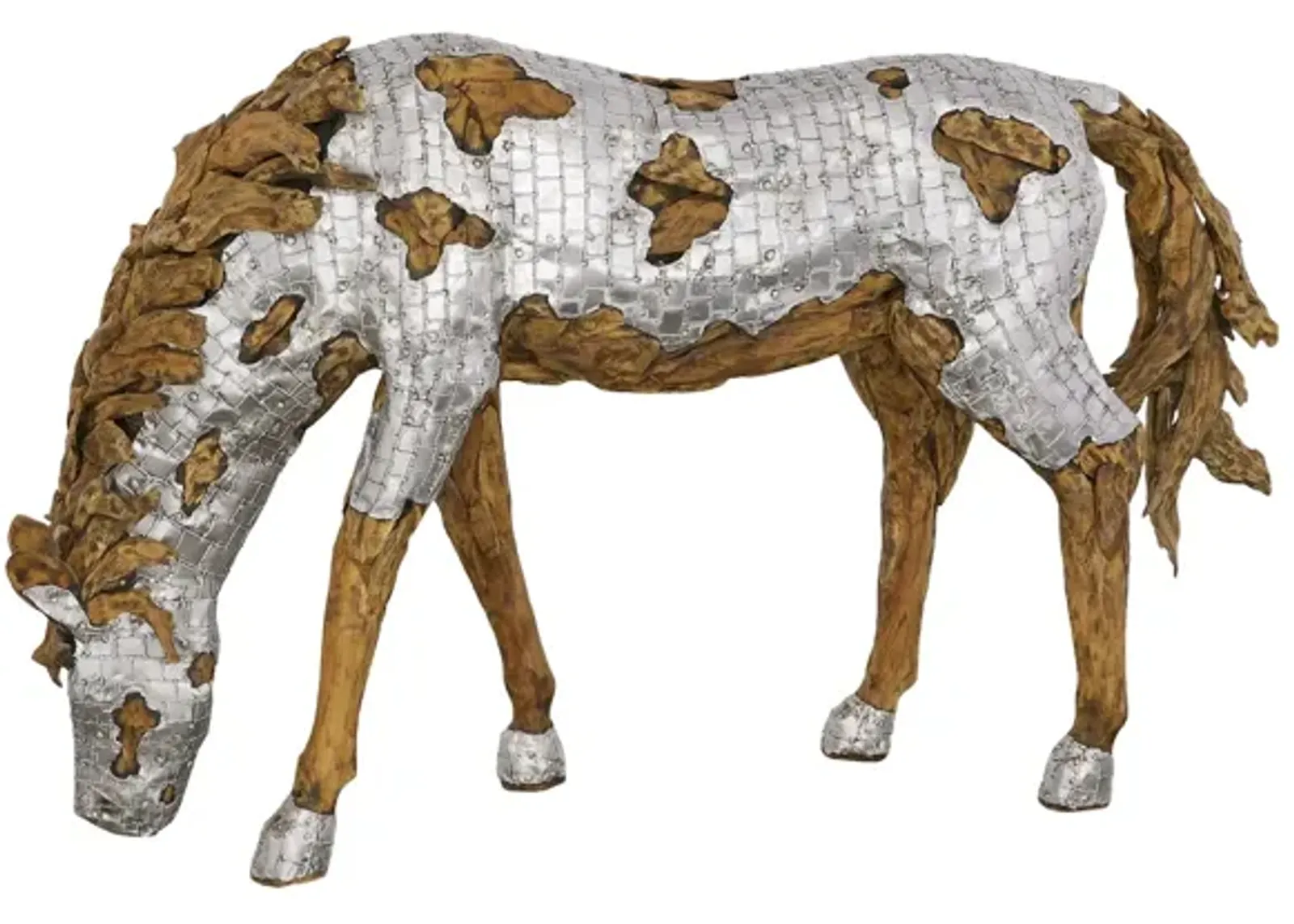 Mustang Horse Armored Sculpture, Grazing