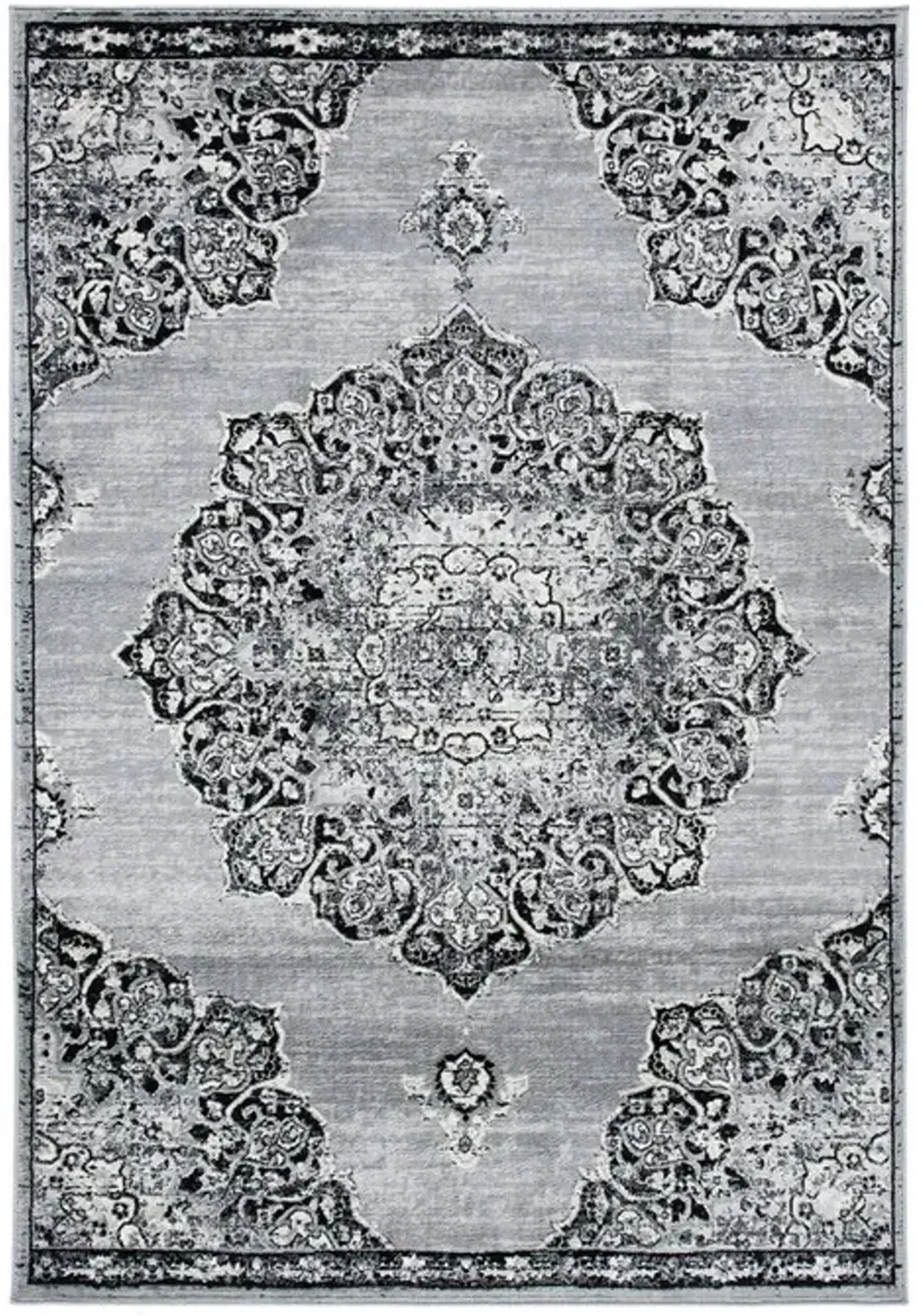 Brentwood 802 Grey / Black 10' X 13' Large Rectangle Powerloomed Rug