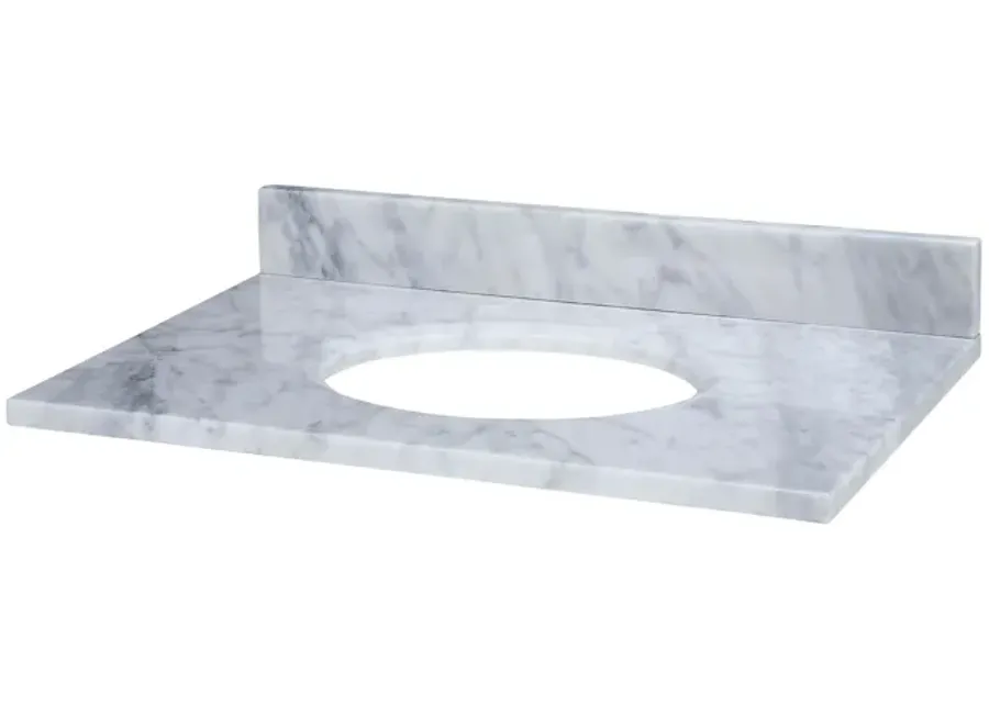 Stone Top - 25-inch for Oval Undermount Sink - White Carrara Marble