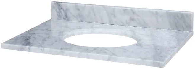 Stone Top - 25-inch for Oval Undermount Sink - White Carrara Marble