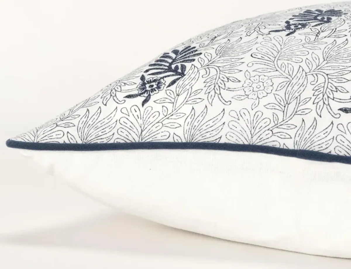 Botanical Blue/Natural  Pillow